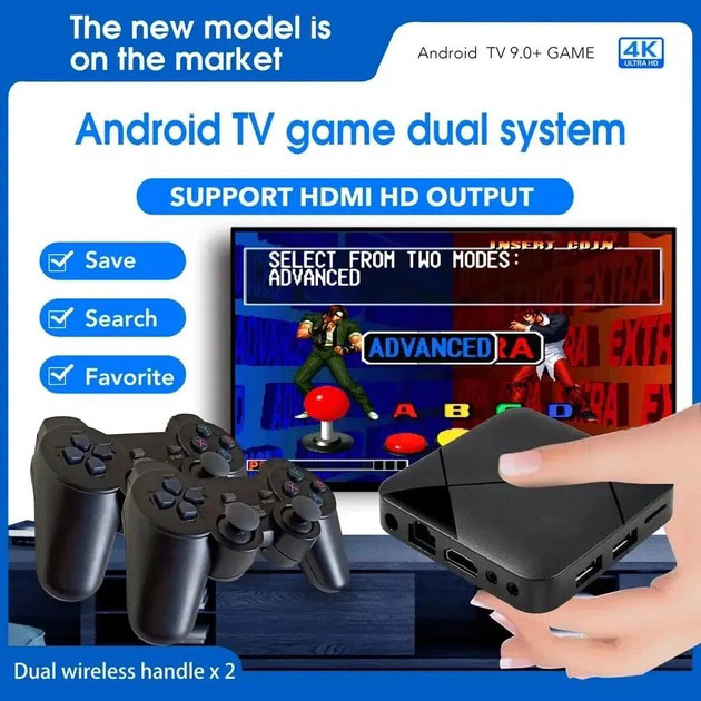 Ігрова консоль приставка для телевізора 4K система Android TV 10 4G Wi-Fi HD з двома джойстиками - Зображення 4