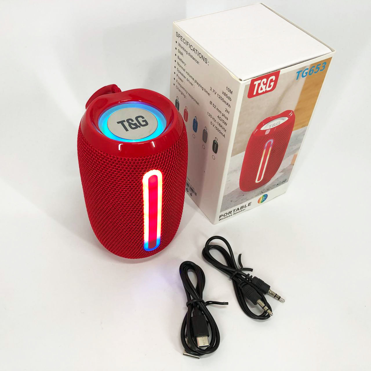 Портативна Bluetooth-колонка TG653 USB з ремінцем, потужна переносна акустична колонка. Колір: червоний 4 Портативна Bluetooth-колонка TG653 USB з ремінцем, потужна переносна акустична колонка. Колір: червоний - Зображення 4