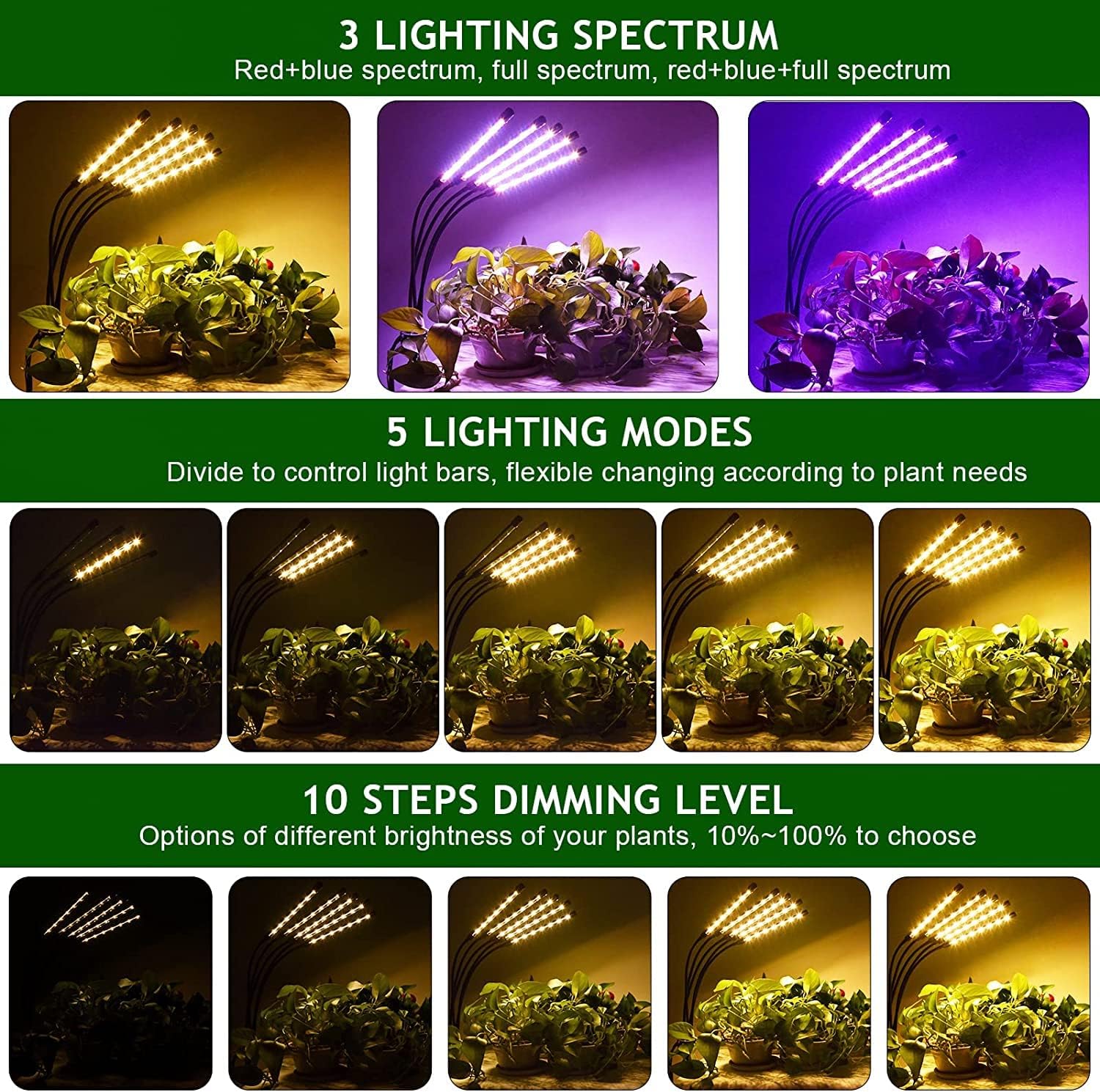 Світлодіодна фітолампа Grow Light для вирощування рослин / Фітолампа для кімнатних рослин на штативі з пультом таймером 4 Світлодіодна фітолампа Grow Light для вирощування рослин / Фітолампа для кімнатних рослин на штативі з пультом таймером - Зображення 4