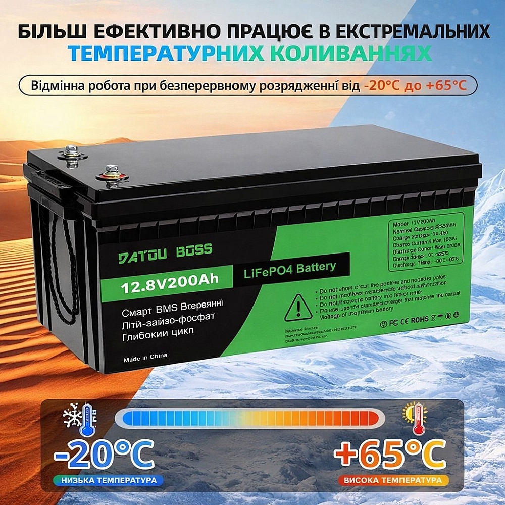 Акумулятор BATTERY liFePo4 для дому, квартири, ДБЖ та сонячних електростанцій / Акумулятор LiFePO4 200Ah 12.8V (літій-залізо-фосфатний, BMS) 4 Акумулятор BATTERY liFePo4 для дому, квартири, ДБЖ та сонячних електростанцій / Акумулятор LiFePO4 200Ah 12.8V (літій-залізо-фосфатний, BMS) - Зображення 4