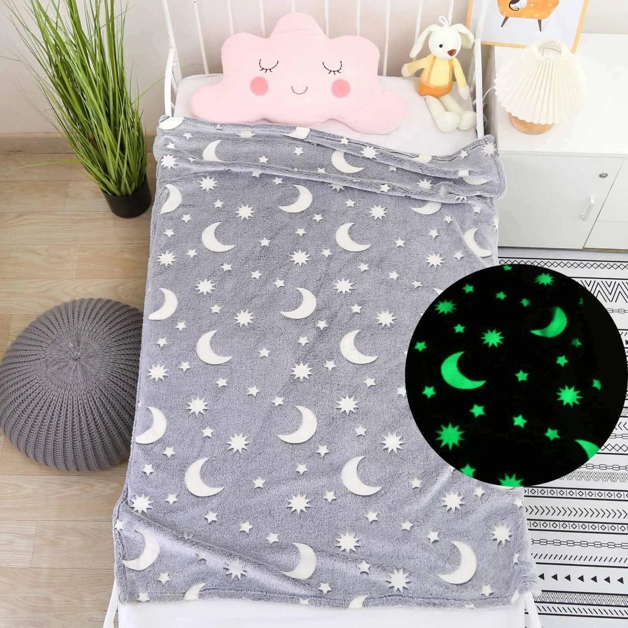 Сірий Дитячий плед-покривало Magic Blanket, що світиться в темряві 150*180 2 Сірий Дитячий плед-покривало Magic Blanket, що світиться в темряві 150*180 - Зображення 2