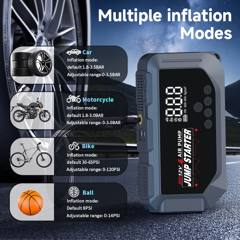 Пускозарядний пристрій K3 + компресор 150 PSI Power Bank LED-ліхтар 7 Пускозарядний пристрій K3 + компресор 150 PSI Power Bank LED-ліхтар - Зображення 7