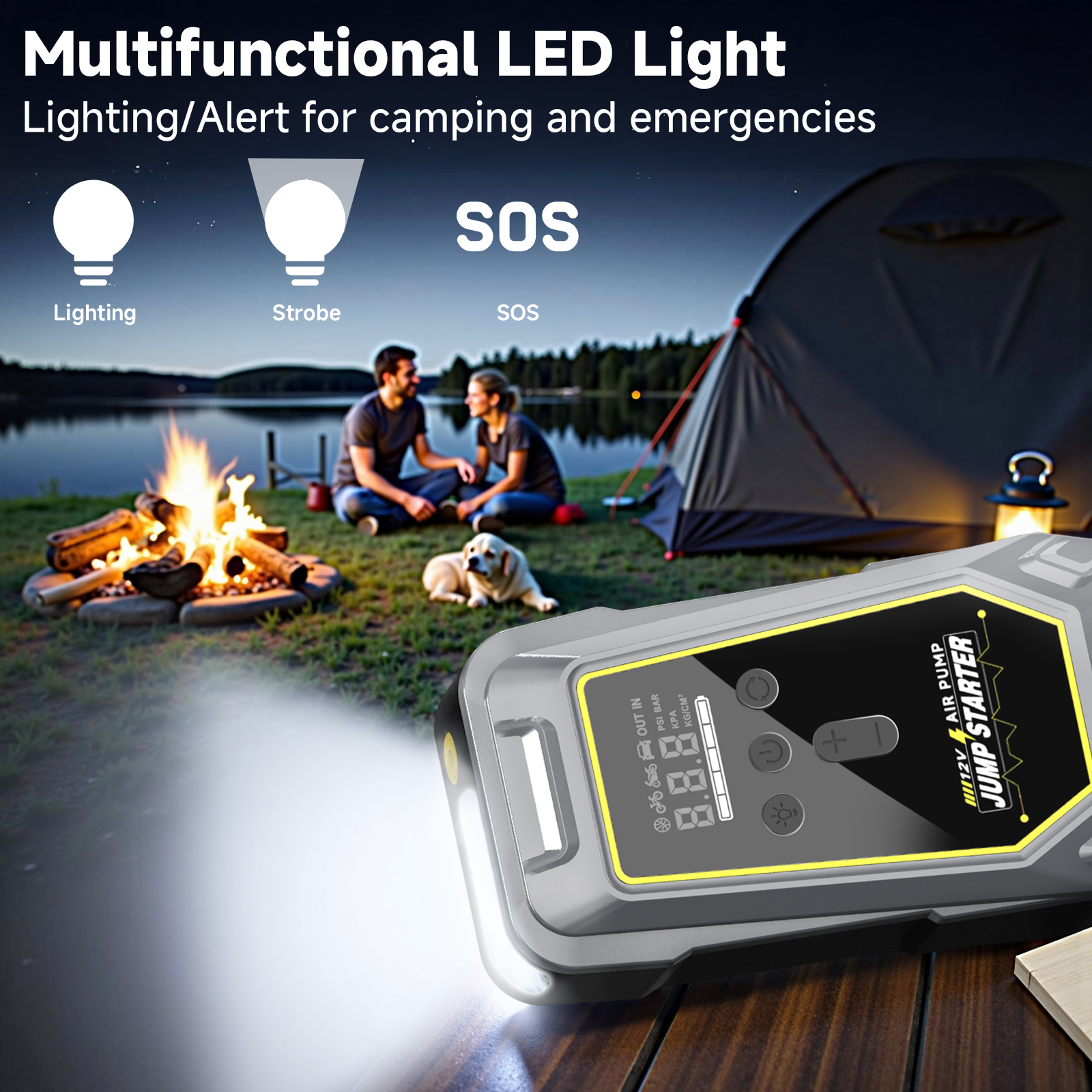Пускозарядний пристрій K5 з компресором 150 PSI, Power Bank та LED-ліхтарем 5 Пускозарядний пристрій K5 з компресором 150 PSI, Power Bank та LED-ліхтарем - Зображення 5