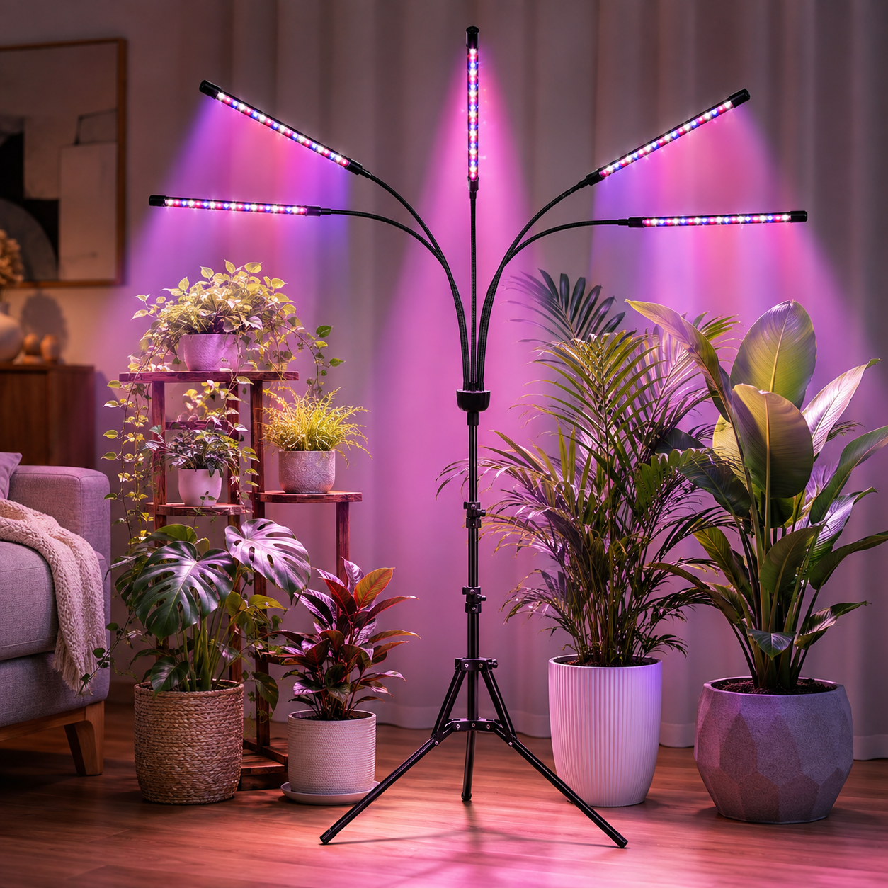 Світлодіодна фітолампа Grow Light для вирощування рослин / Фітолампа для кімнатних рослин на штативі з пультом таймером 1 Світлодіодна фітолампа Grow Light для вирощування рослин / Фітолампа для кімнатних рослин на штативі з пультом таймером