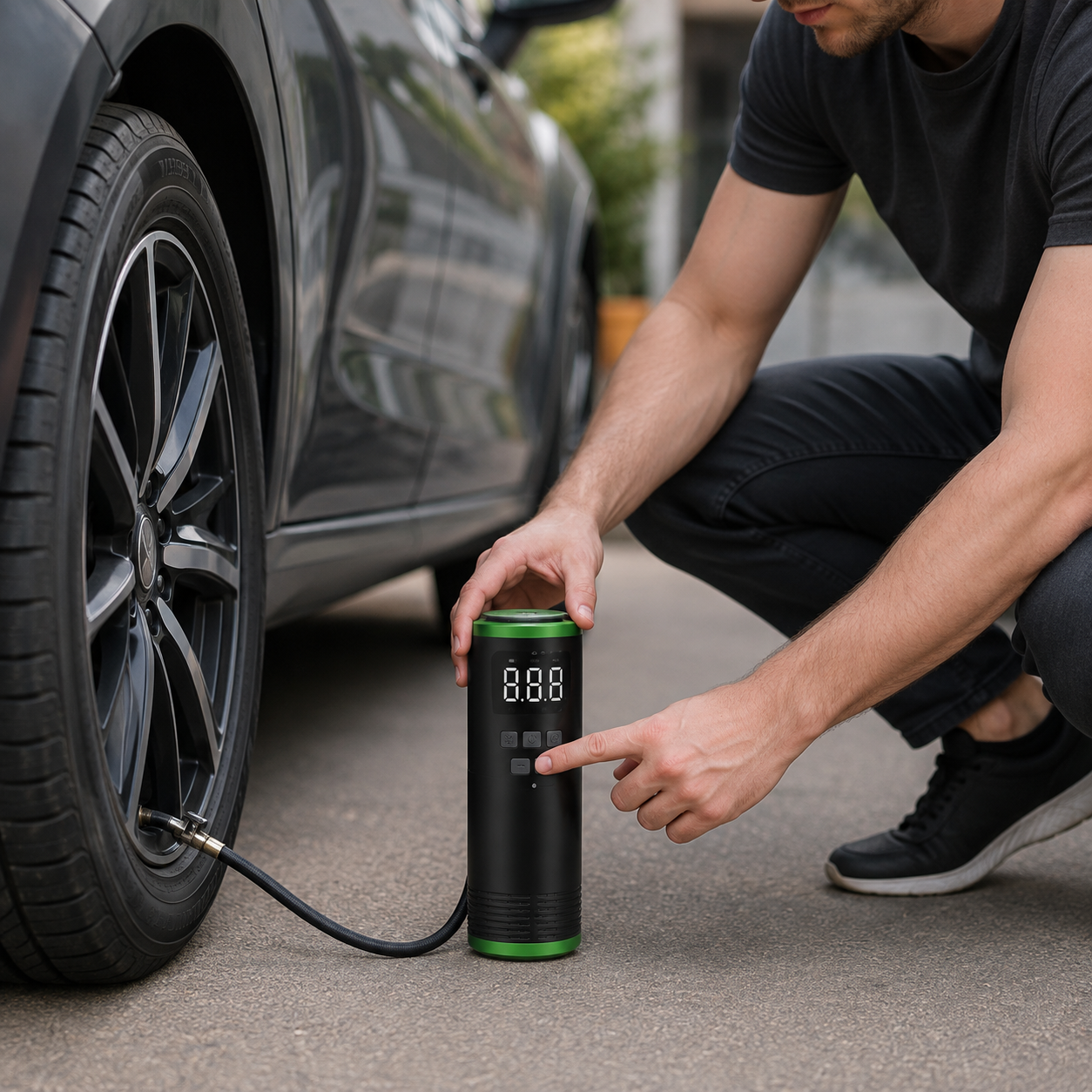 Портативний автомобільний повітряний компресор,air pump AND LY-1096 / Насос автомобільний акумуляторний зі змінними насадками 2 Портативний автомобільний повітряний компресор,air pump AND LY-1096 / Насос автомобільний акумуляторний зі змінними насадками - Зображення 2
