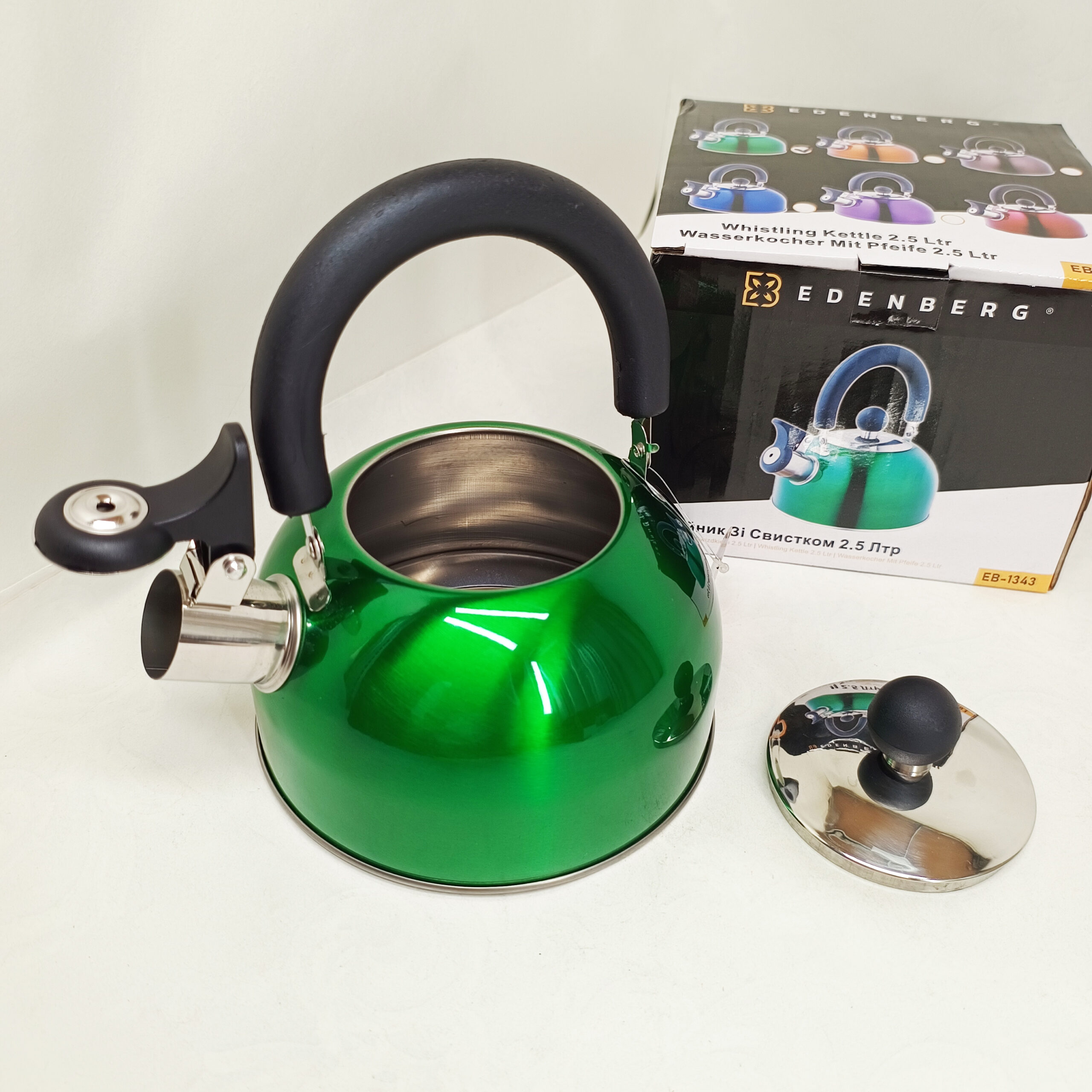 Чайник Edenberg EB-1346 із нержавіючої сталі зі свистком 2.5л Green 3 Чайник Edenberg EB-1346 із нержавіючої сталі зі свистком 2.5л Green - Зображення 3