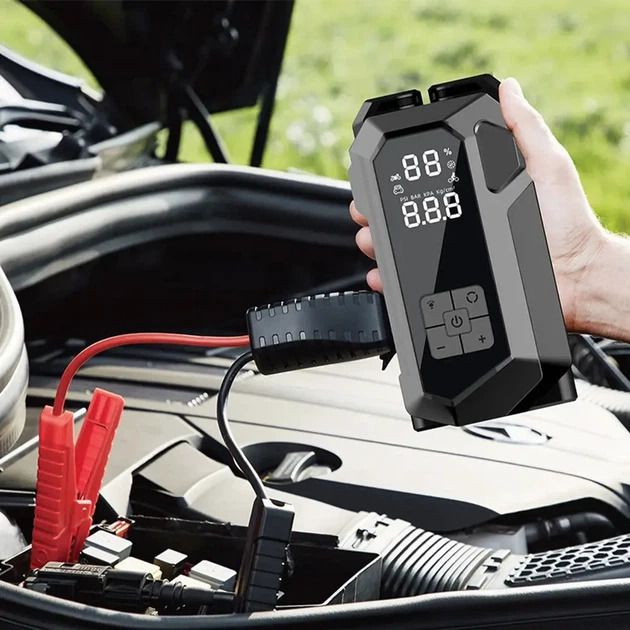 Пусковий пристрій з LED-підсвічуванням JUMP STARTER 18B 4в1 2000А 16000 мАг + компресор 2 Пусковий пристрій з LED-підсвічуванням JUMP STARTER 18B 4в1 2000А 16000 мАг + компресор - Зображення 2