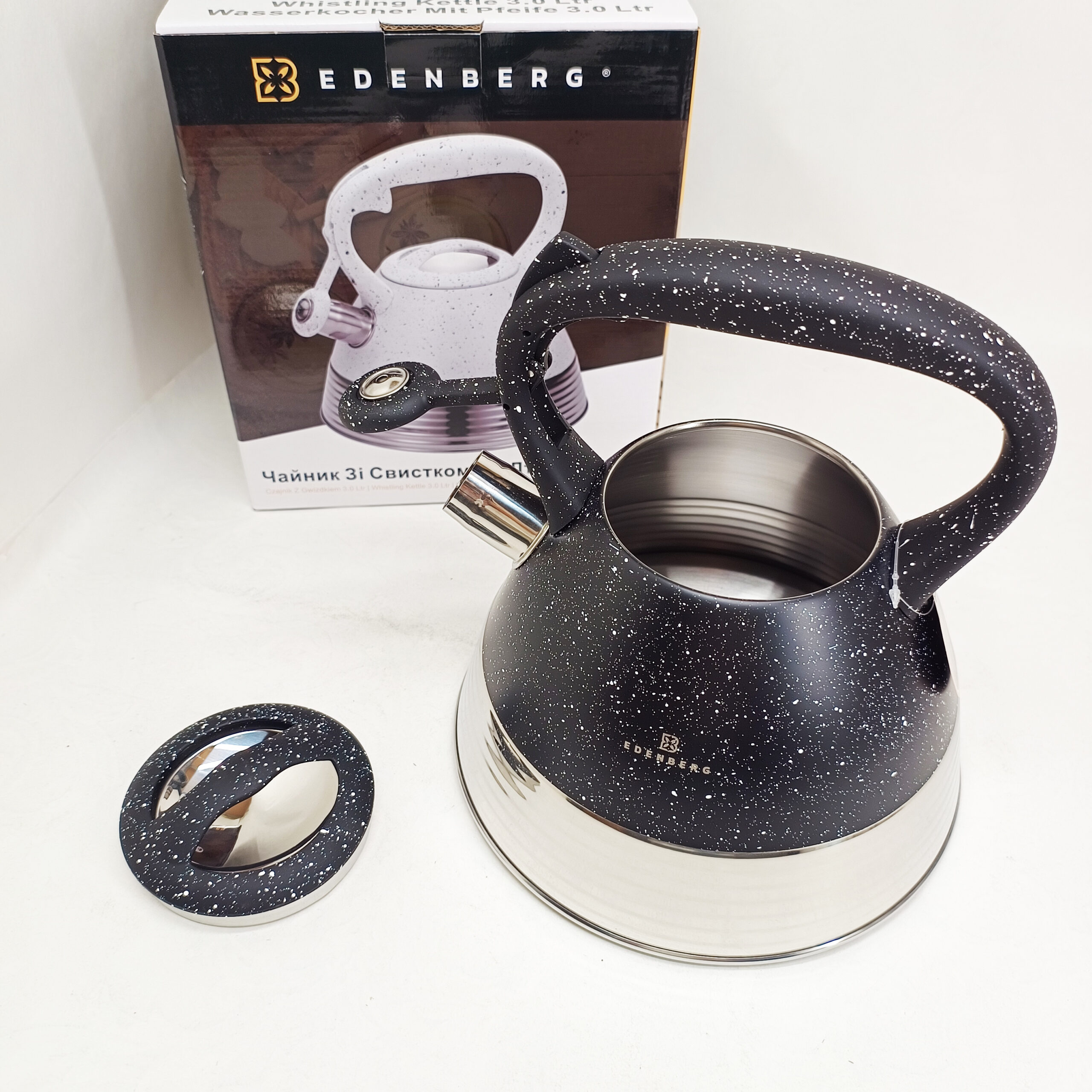 Чайник Edenberg EB-8827 нержавіюча сталь зі свистком 3л Black 5 Чайник Edenberg EB-8827 нержавіюча сталь зі свистком 3л Black - Зображення 5