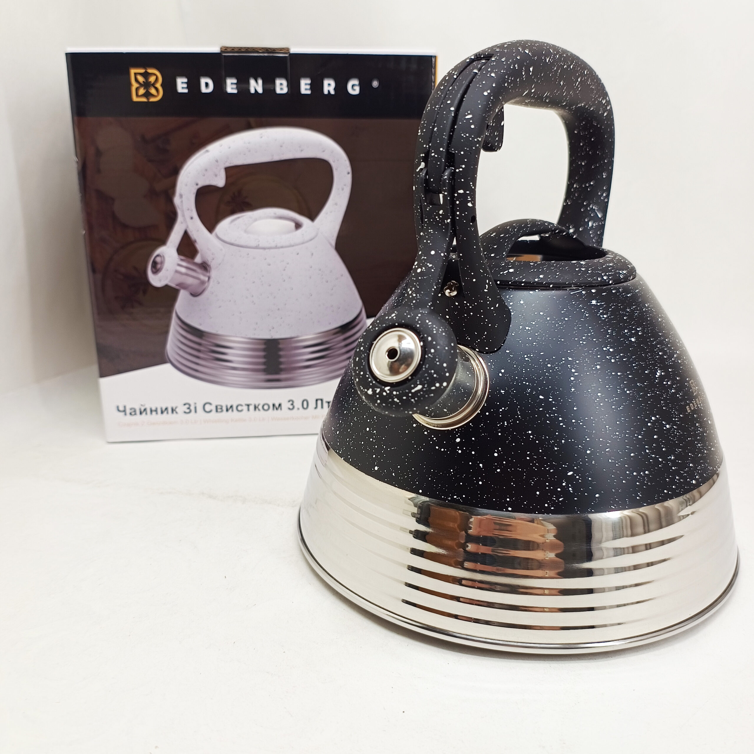 Чайник Edenberg EB-8827 нержавіюча сталь зі свистком 3л Black 2 Чайник Edenberg EB-8827 нержавіюча сталь зі свистком 3л Black - Зображення 2
