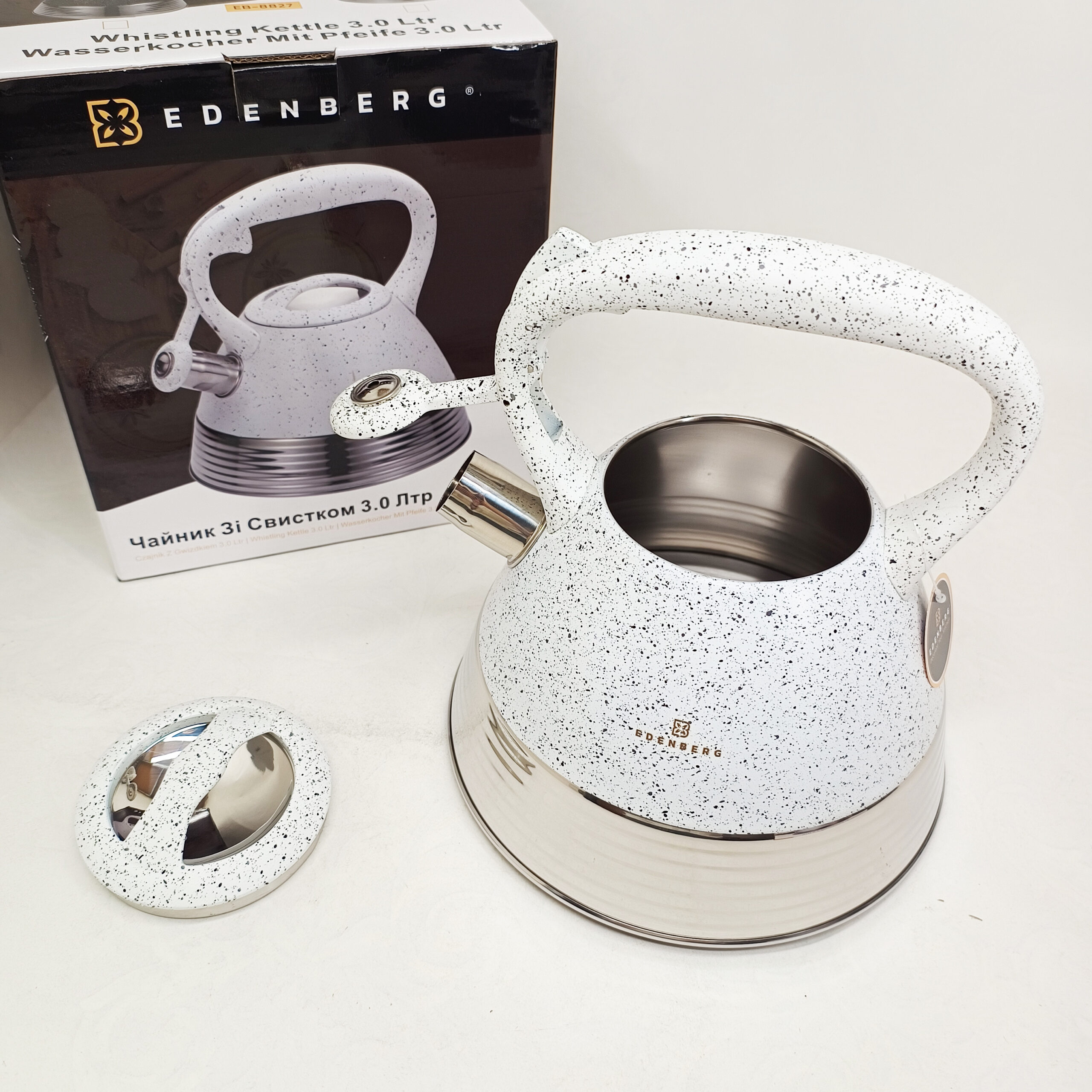 Чайник Edenberg EB-8827 нержавіюча сталь зі свистком 3л White 5 Чайник Edenberg EB-8827 нержавіюча сталь зі свистком 3л White - Зображення 5