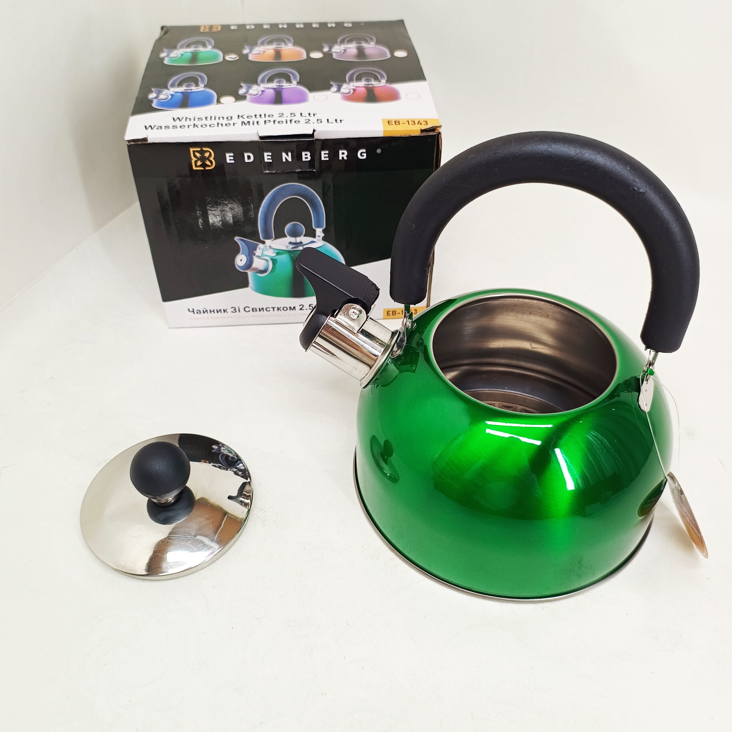 Чайник Edenberg EB-1346 із нержавіючої сталі зі свистком 2.5л Green 5 Чайник Edenberg EB-1346 із нержавіючої сталі зі свистком 2.5л Green - Зображення 5