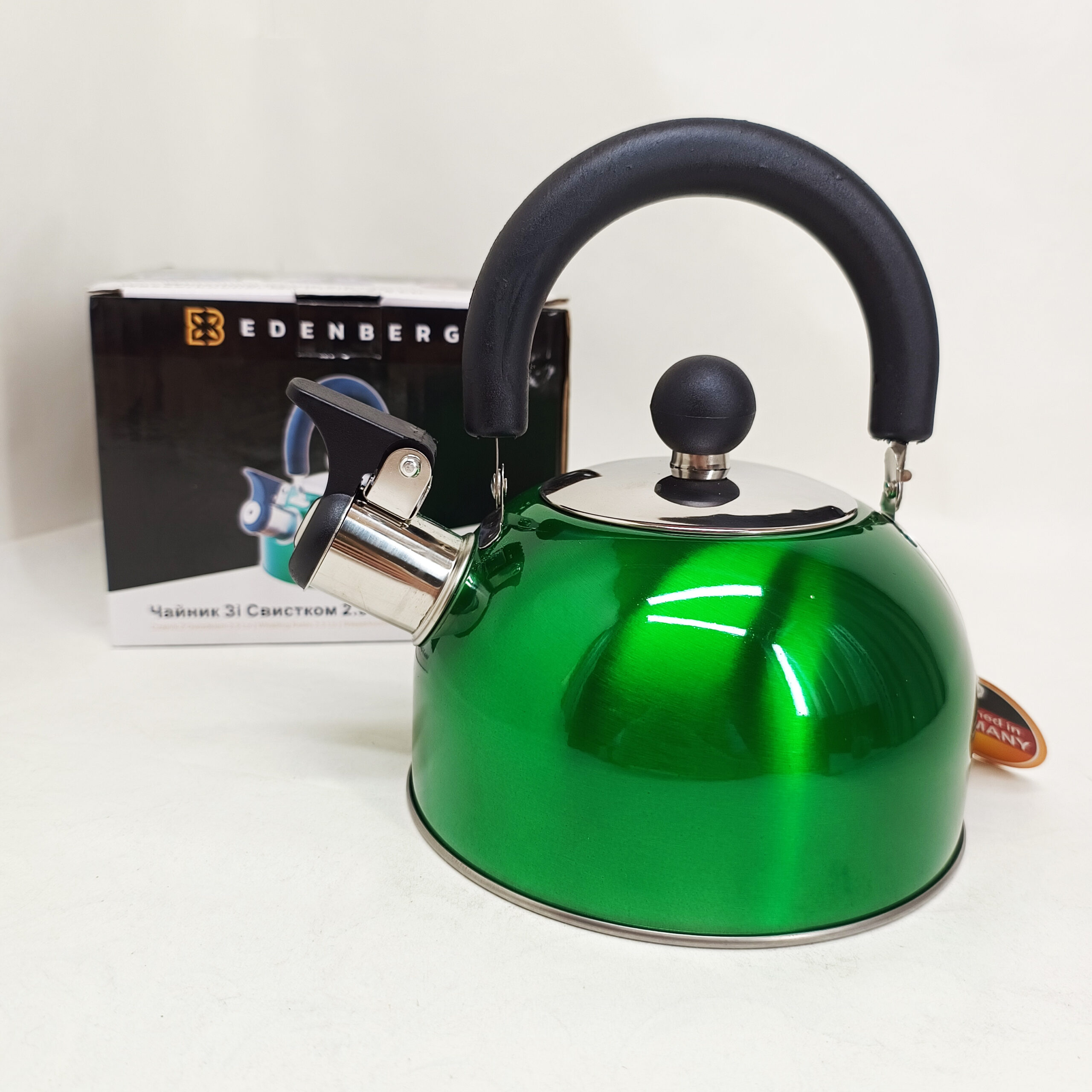 Чайник Edenberg EB-1346 із нержавіючої сталі зі свистком 2.5л Green 4 Чайник Edenberg EB-1346 із нержавіючої сталі зі свистком 2.5л Green - Зображення 4