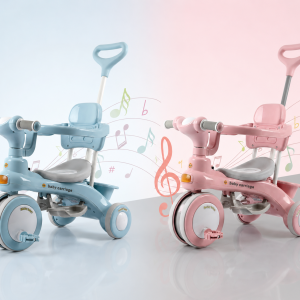 Триколісний велосипед Baby Carriage 588 / Велосипед з з батьківською ручкою та кошиком / Велосипед-коляска