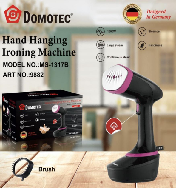 Вертикальний відпарювач Domotec MS1317B ручний 1500 Вт об'ємом 400 мл 4 Вертикальний відпарювач Domotec MS1317B ручний 1500 Вт об'ємом 400 мл - Зображення 4