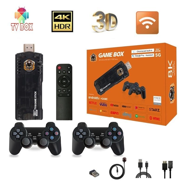 Ігрова ТВ приставка Game Box 8K 8X M98 Smart TV Stick 64GB геймстик з геймпадами + 10000 вбудованих ігор 5 Ігрова ТВ приставка Game Box 8K 8X M98 Smart TV Stick 64GB геймстик з геймпадами + 10000 вбудованих ігор - Зображення 5