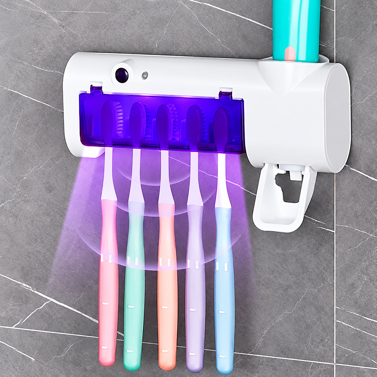 Ультрафіолетовий стерилізатор зубних щіток BRUSH STERILIZER / Тримач для зубних щіток і дозатором зубної пасти 2 Ультрафіолетовий стерилізатор зубних щіток BRUSH STERILIZER / Тримач для зубних щіток і дозатором зубної пасти - Зображення 2