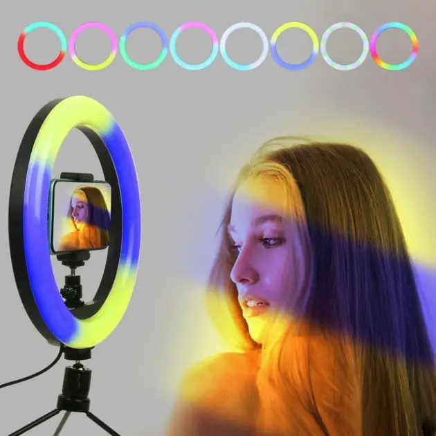 Кільцева світлодіодна лампа RGB 30 см із кріпленням для телефону 2 Кільцева світлодіодна лампа RGB 30 см із кріпленням для телефону - Зображення 2