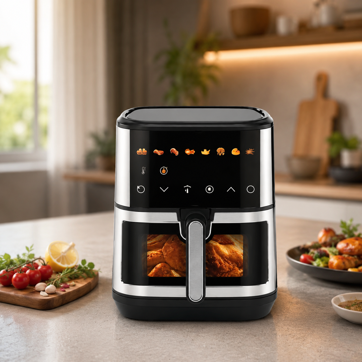 Аерофрітюрниця T.K.Line TK00273 12 л з Wi-Fi та керуванням через Tuya Smart / Аерогриль з двома тінами сенсорним керуванням 4200 Вт 1 Аерофрітюрниця T.K.Line TK00273 12 л з Wi-Fi та керуванням через Tuya Smart / Аерогриль з двома тінами сенсорним керуванням 4200 Вт