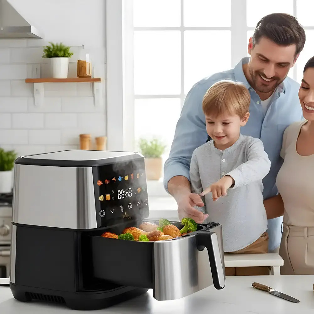 Аерофрітюрниця T.K.Line TK00273 12 л з Wi-Fi та керуванням через Tuya Smart / Аерогриль з двома тінами сенсорним керуванням 4200 Вт 3 Аерофрітюрниця T.K.Line TK00273 12 л з Wi-Fi та керуванням через Tuya Smart / Аерогриль з двома тінами сенсорним керуванням 4200 Вт - Зображення 3