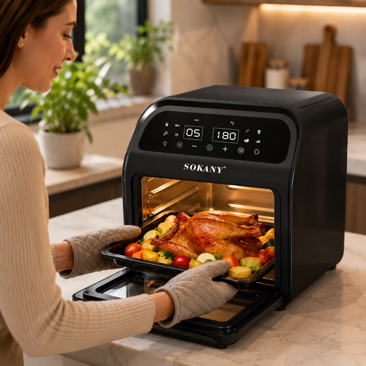 Аерогриль-фритюрниця з сенсорним керуванням SOKANY SK-ZG-8032 16 л 1700 Вт 8 програм 2 Аерогриль-фритюрниця з сенсорним керуванням SOKANY SK-ZG-8032 16 л 1700 Вт 8 програм - Зображення 2