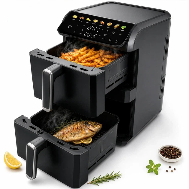 Аерофритюрниця Adler AD 6325 з двома корзинами 10 л та потужністю 2700W 1 Аерофритюрниця Adler AD 6325 з двома корзинами 10 л та потужністю 2700W