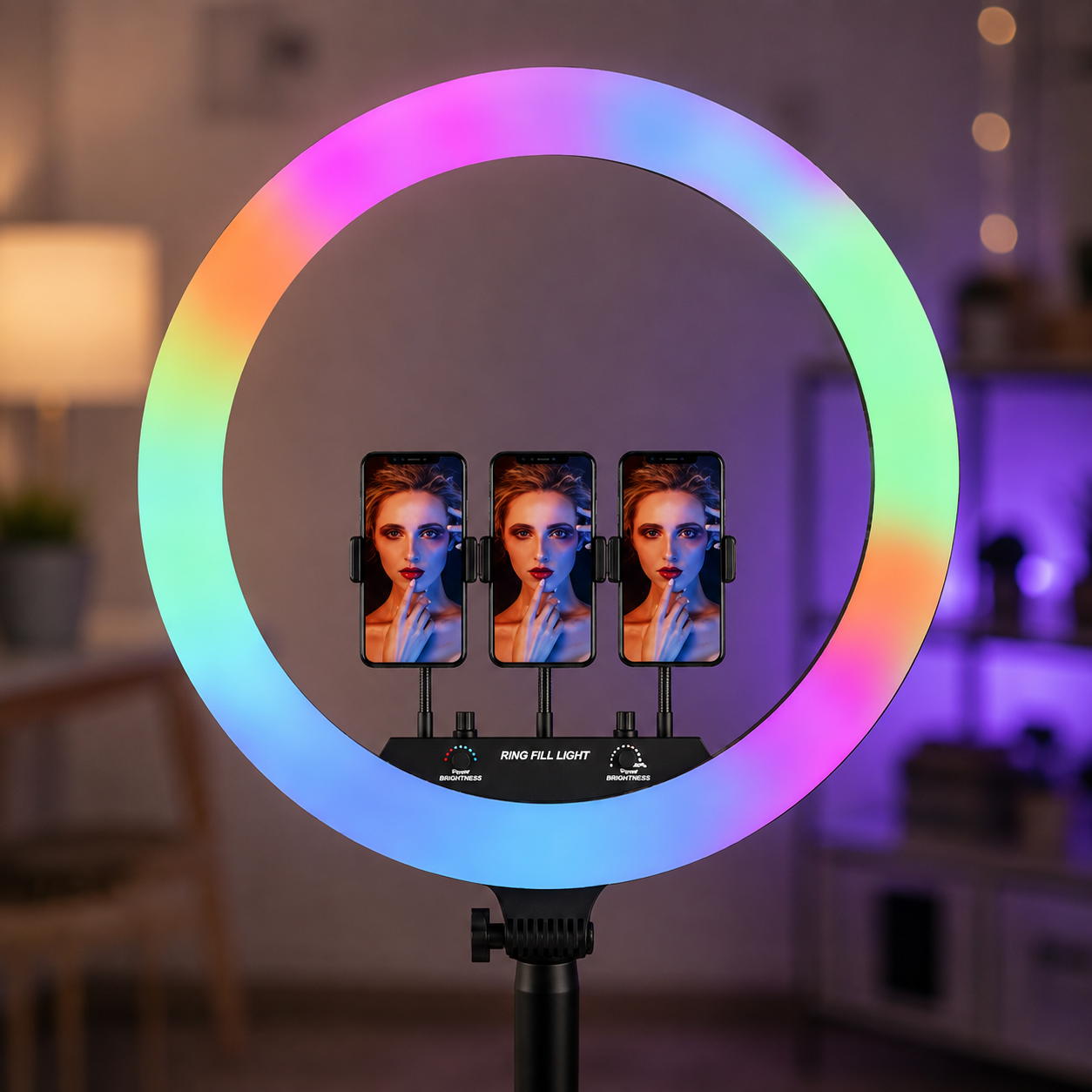 Кільцева LED лампа RGB MJ18 45см 3 кріплення 1 Кільцева LED лампа RGB MJ18 45см 3 кріплення