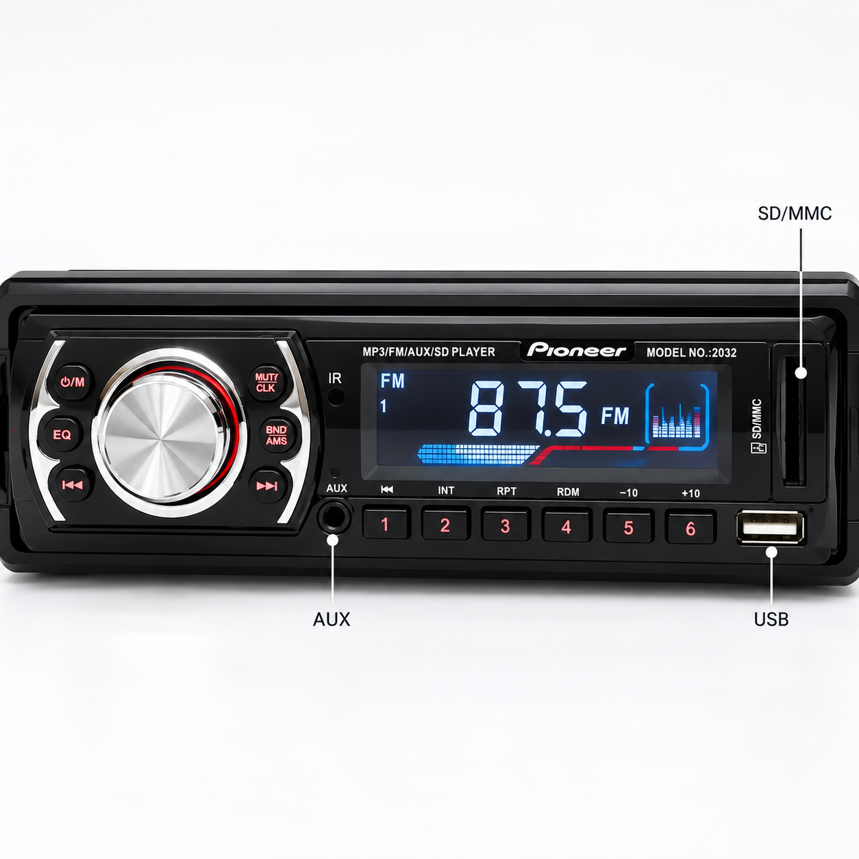 USB-автомагнітола, MP3, FM, SD, AUX 2032 / Магнітофон в авто+пульт / Автомобільна магнітола 4 USB-автомагнітола, MP3, FM, SD, AUX 2032 / Магнітофон в авто+пульт / Автомобільна магнітола - Зображення 4