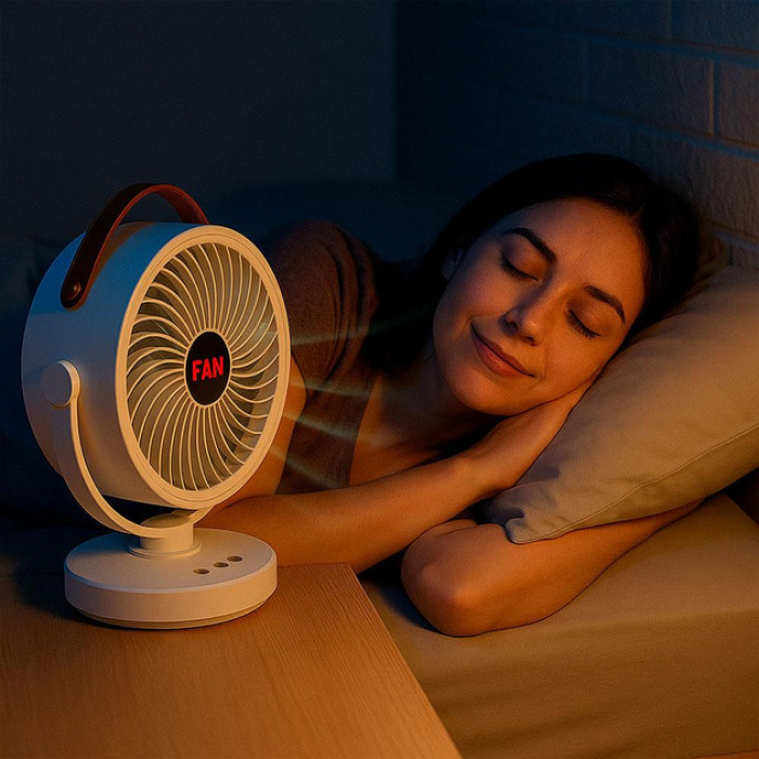 Акумуляторний міні вентилятор VU-05/FS-25 з поворотом / Вентилятор Mini fan з LED-підсвічуванням та USB 6 Акумуляторний міні вентилятор VU-05/FS-25 з поворотом / Вентилятор Mini fan з LED-підсвічуванням та USB - Зображення 6