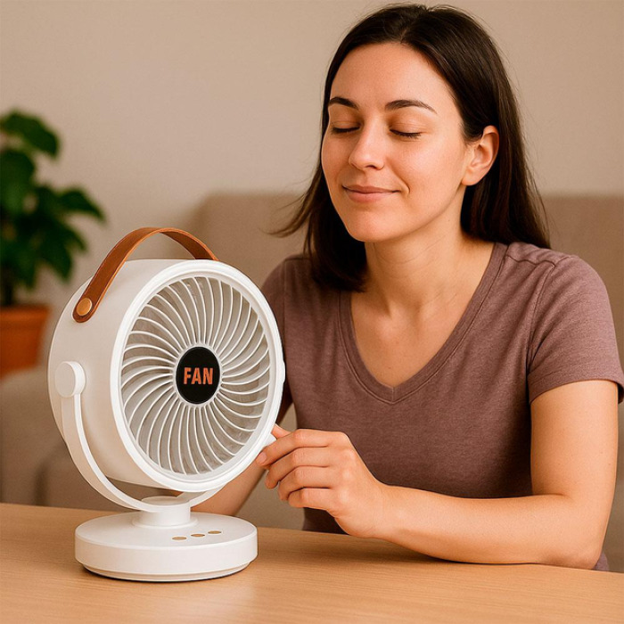 Акумуляторний міні вентилятор VU-05/FS-25 з поворотом / Вентилятор Mini fan з LED-підсвічуванням та USB 4 Акумуляторний міні вентилятор VU-05/FS-25 з поворотом / Вентилятор Mini fan з LED-підсвічуванням та USB - Зображення 4