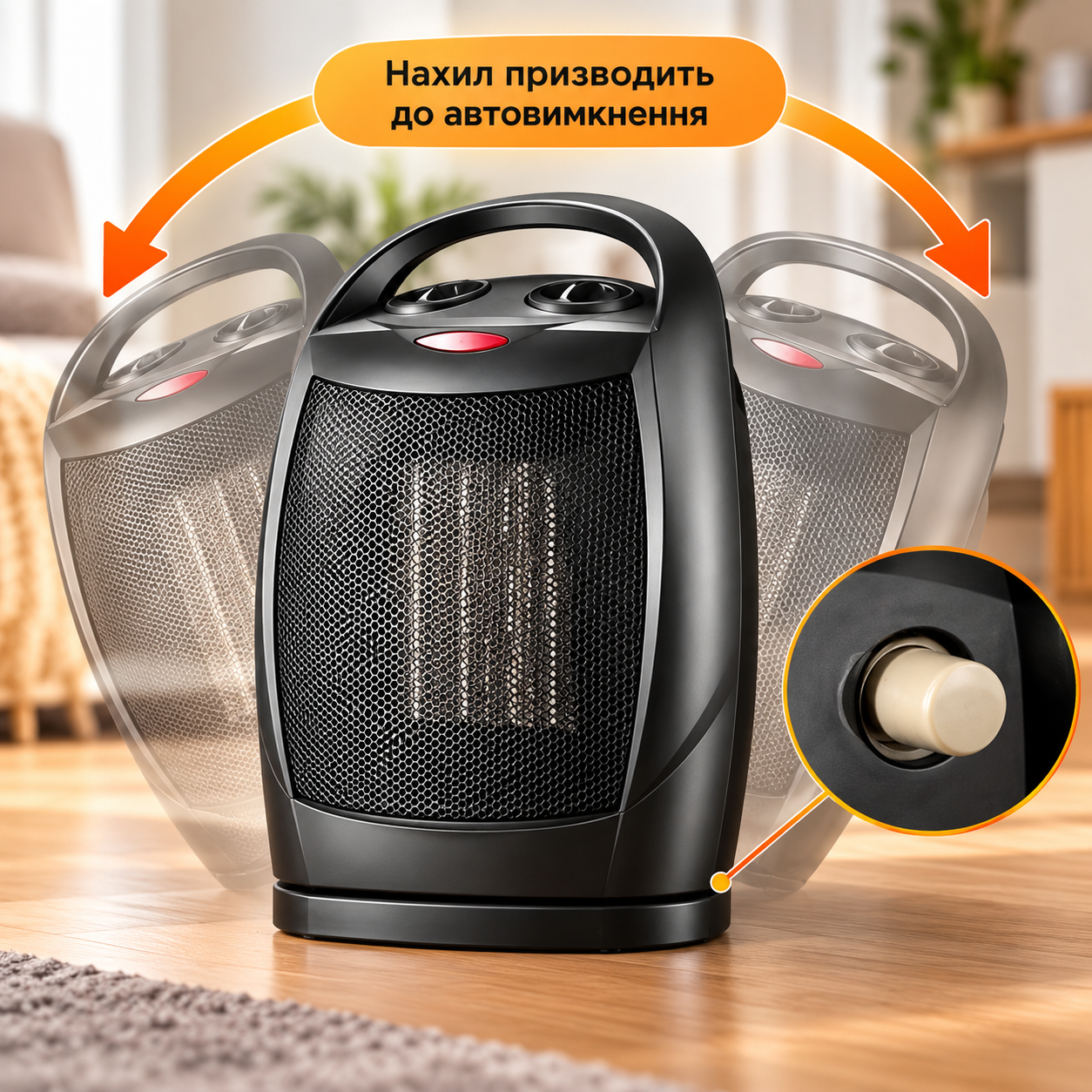 Тепловентилятор керамічний Sruima NSB-150-BL / Електричний обігрівач 3 режими / Дуйчик з регулюванням 1500 Вт 5 Тепловентилятор керамічний Sruima NSB-150-BL / Електричний обігрівач 3 режими / Дуйчик з регулюванням 1500 Вт - Зображення 5