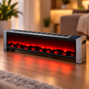 Електричний обігрівач 3D-полум'я / Камін підлоговий 1500W / Обігрівач з LED-імітацією вогню