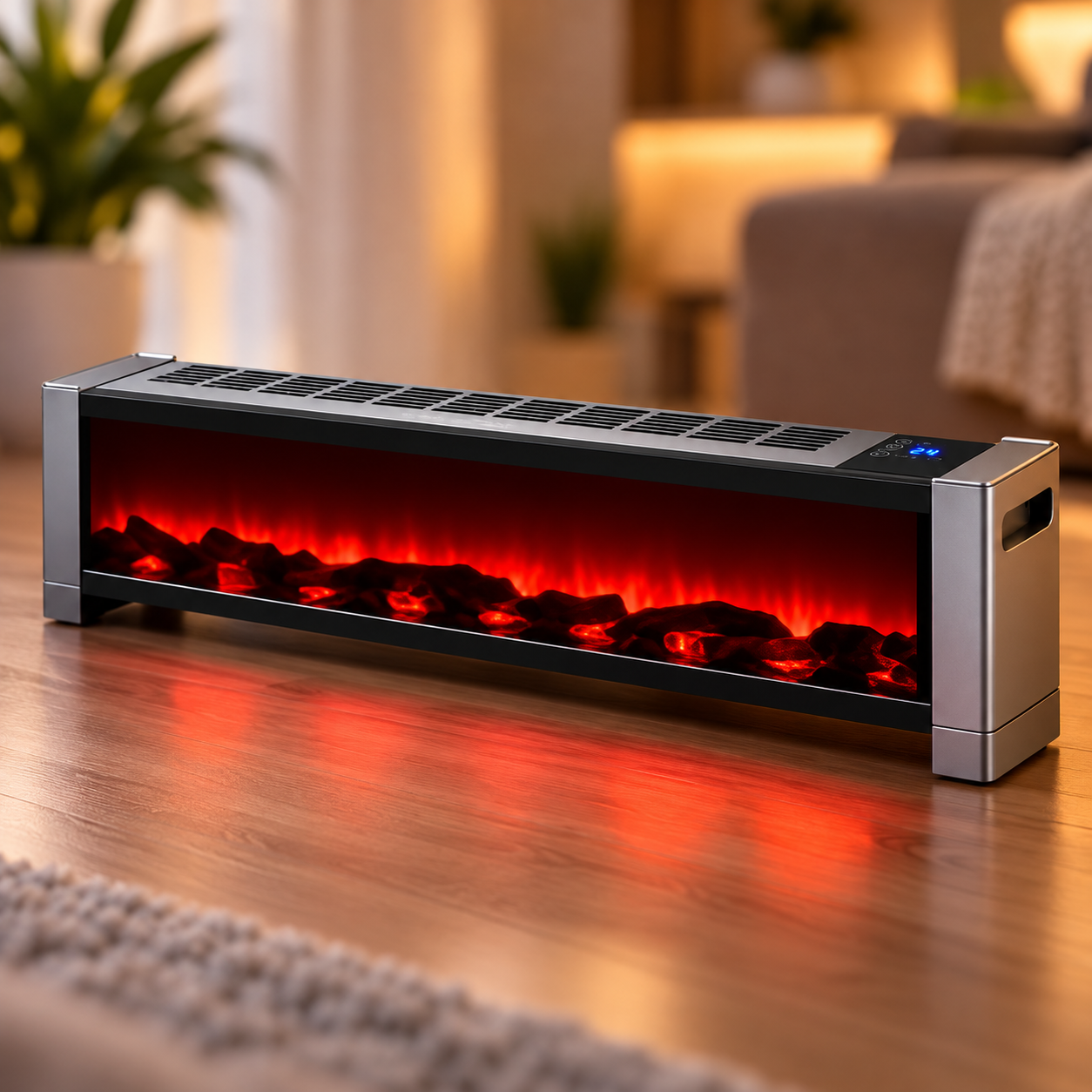 Електричний обігрівач 3D-полум'я / Камін підлоговий 1500W / Обігрівач з LED-імітацією вогню 1 Електричний обігрівач 3D-полум'я / Камін підлоговий 1500W / Обігрівач з LED-імітацією вогню