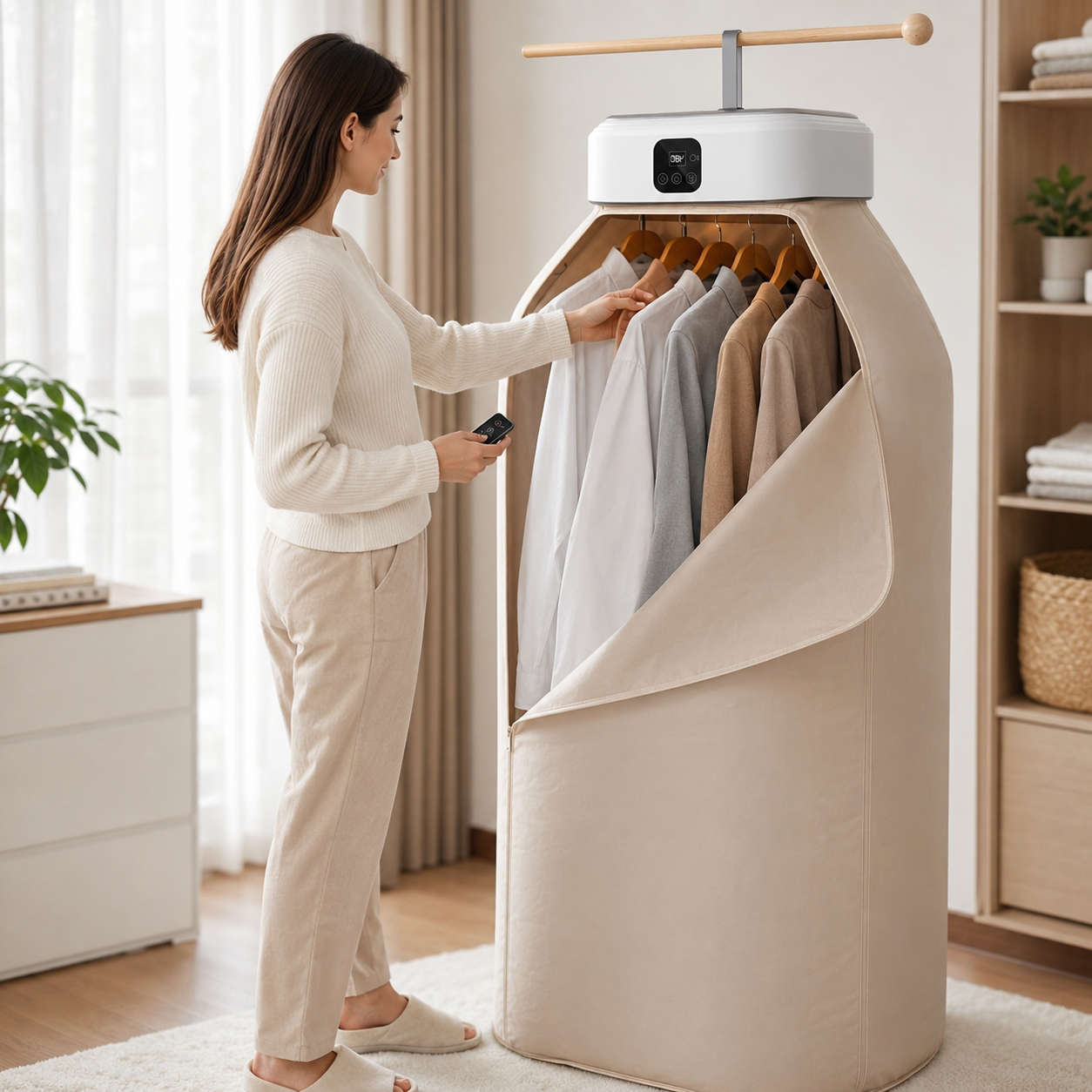 Вертикальна електросушарка для одягу з гарячим повітрям dryer AND XL-1187 / Побутова електрична сушарка для білизни з чохлом та таймером 4 Вертикальна електросушарка для одягу з гарячим повітрям dryer AND XL-1187 / Побутова електрична сушарка для білизни з чохлом та таймером - Зображення 4