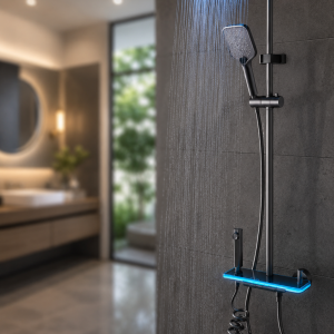 Душ/змішувач Faucet (CRH-8921 багатофункціональний з LED ГІДРОЕНЕРГЕТИКОЮ метал / Душова система з верхнім та ручним душем / Душова система для ванни