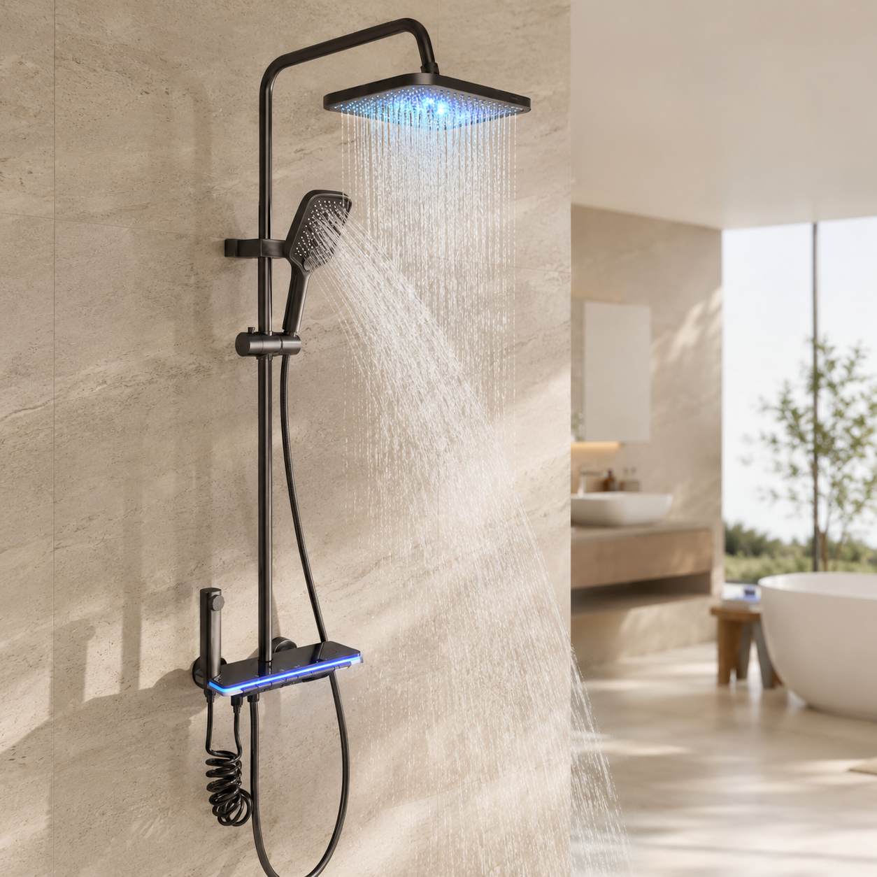 Душ/змішувач Faucet (CRH-8921 багатофункціональний з LED ГІДРОЕНЕРГЕТИКОЮ метал / Душова система з верхнім та ручним душем / Душова система для ванни 3 Душ/змішувач Faucet (CRH-8921 багатофункціональний з LED ГІДРОЕНЕРГЕТИКОЮ метал / Душова система з верхнім та ручним душем / Душова система для ванни - Зображення 3
