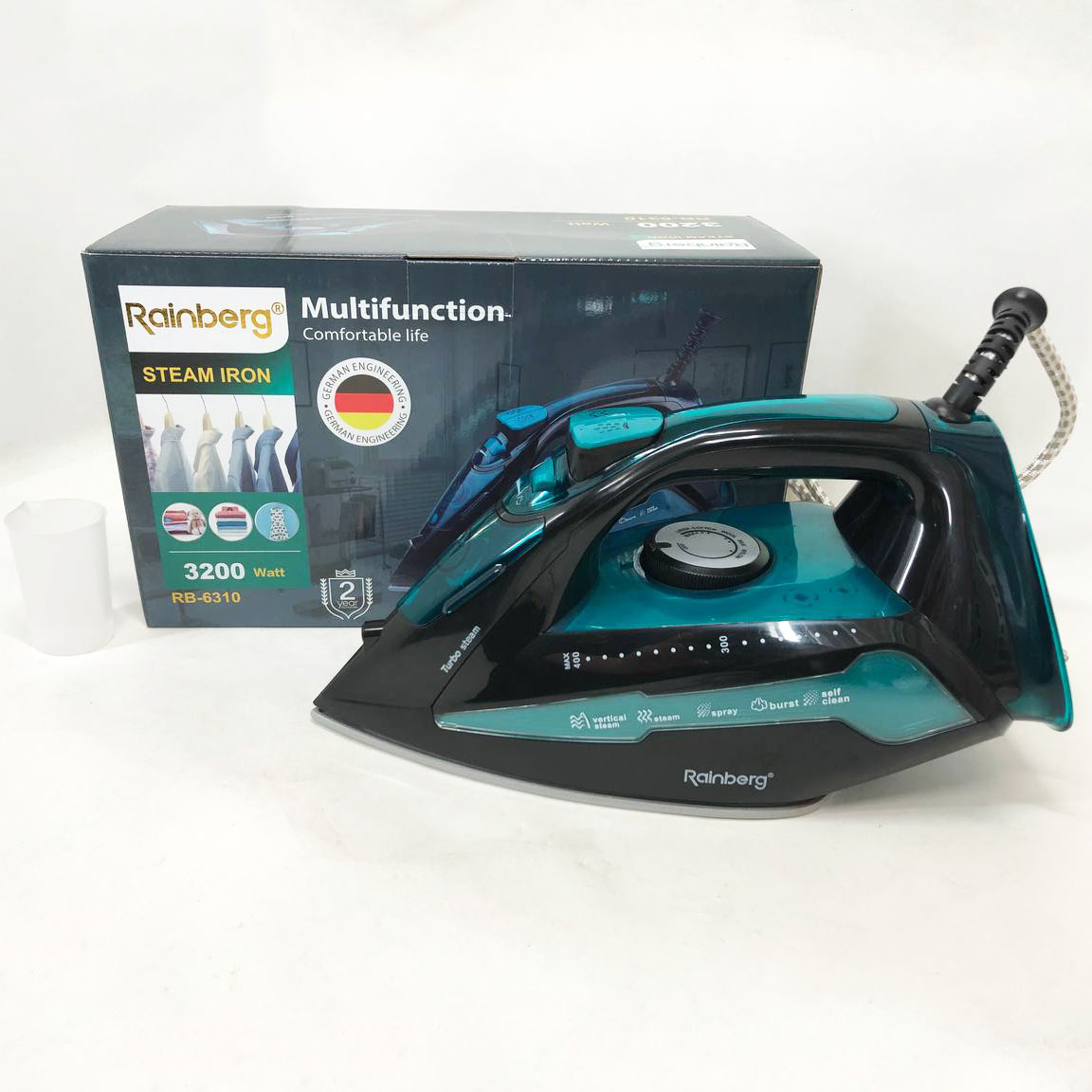 Праска Rainberg RB-6310 3200W, парова праска, керамічна підошва, потужна праска, праска прасувальна 1 Праска Rainberg RB-6310 3200W, парова праска, керамічна підошва, потужна праска, праска прасувальна