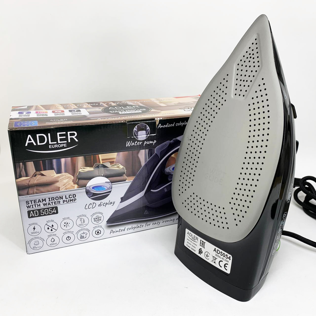 Парова праска Adler AD 5054 з водяним насосом 3000Вт 2 Парова праска Adler AD 5054 з водяним насосом 3000Вт - Зображення 2