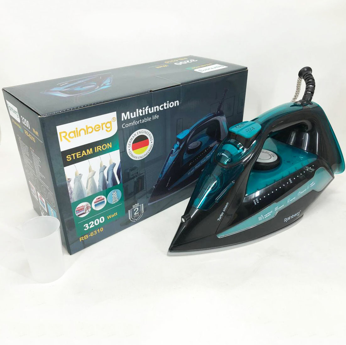 Праска Rainberg RB-6310 3200W, парова праска, керамічна підошва, потужна праска, праска прасувальна 4 Праска Rainberg RB-6310 3200W, парова праска, керамічна підошва, потужна праска, праска прасувальна - Зображення 4