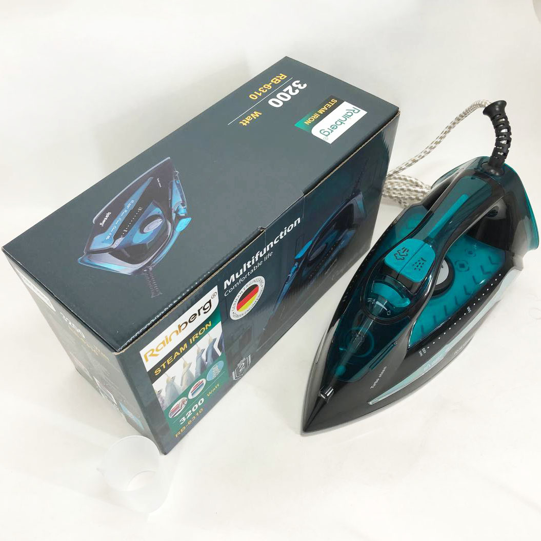 Праска Rainberg RB-6310 3200W, парова праска, керамічна підошва, потужна праска, праска прасувальна 5 Праска Rainberg RB-6310 3200W, парова праска, керамічна підошва, потужна праска, праска прасувальна - Зображення 5