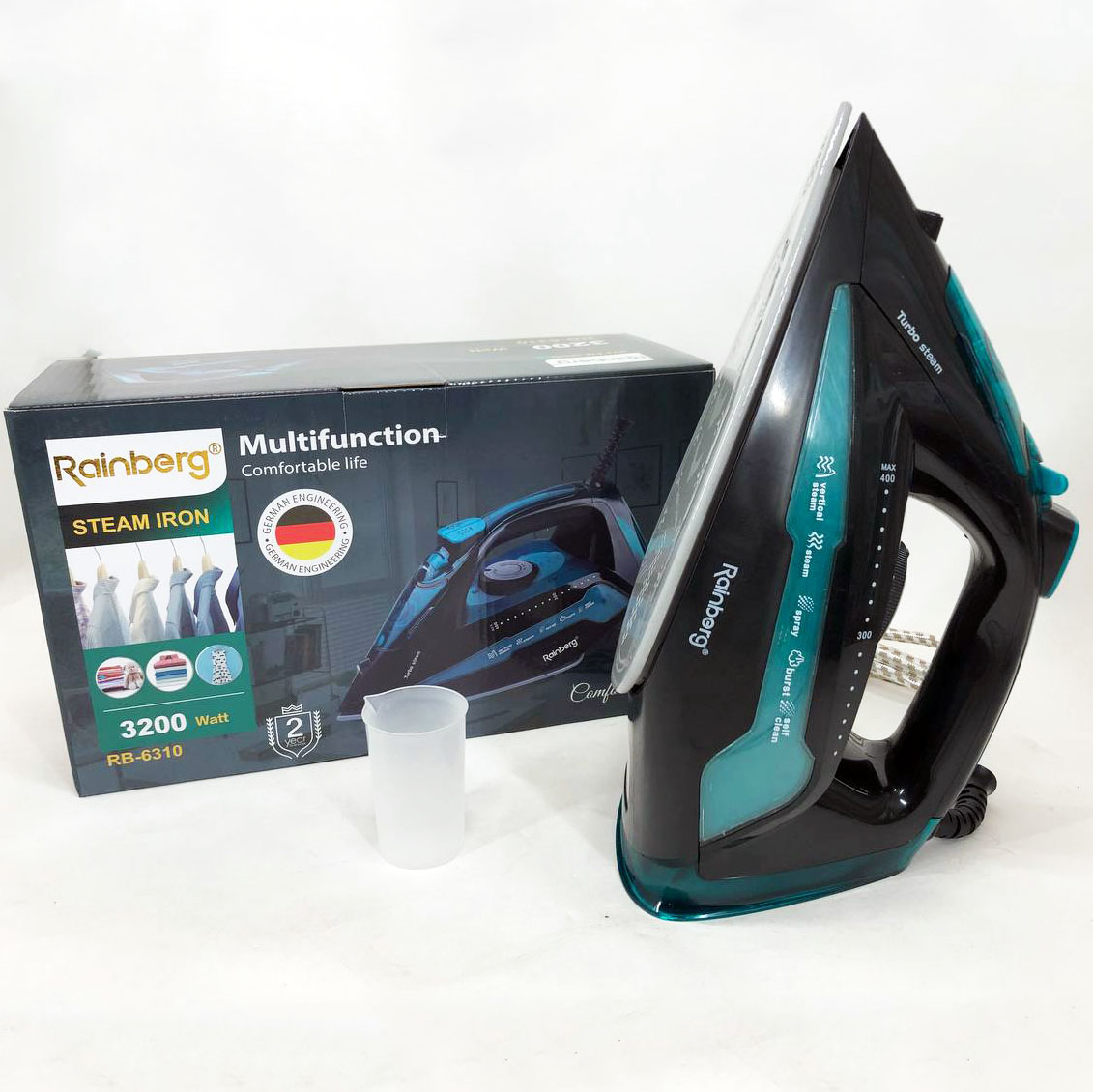Праска Rainberg RB-6310 3200W, парова праска, керамічна підошва, потужна праска, праска прасувальна 6 Праска Rainberg RB-6310 3200W, парова праска, керамічна підошва, потужна праска, праска прасувальна - Зображення 6